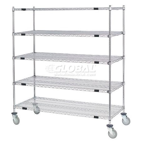 Nexel Open Sided Wire Stock Picker Truck w/5 Wire Shelves, 800 lb. Cap, 60inL x 24inW x 69inH 558802A